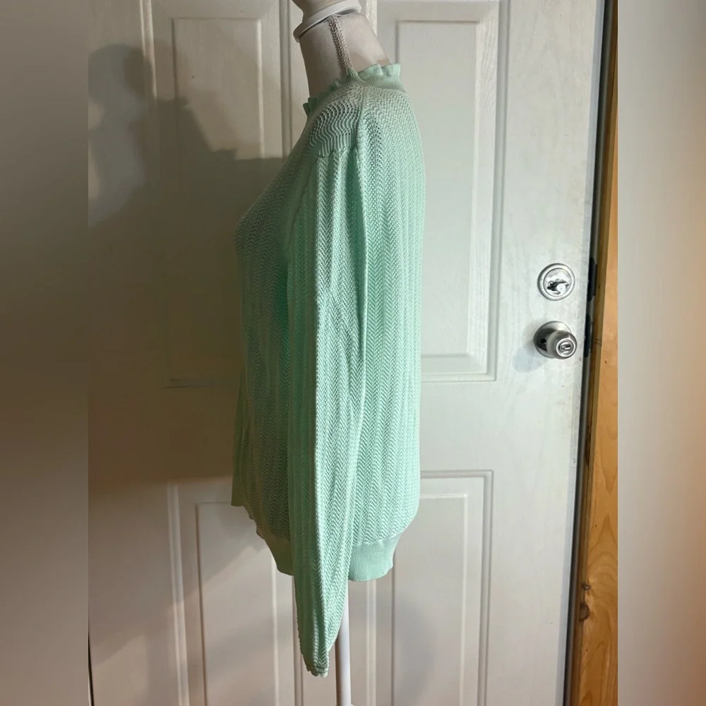 J. Crew Pointella Mockneck Knit Sweater size Large mint green color